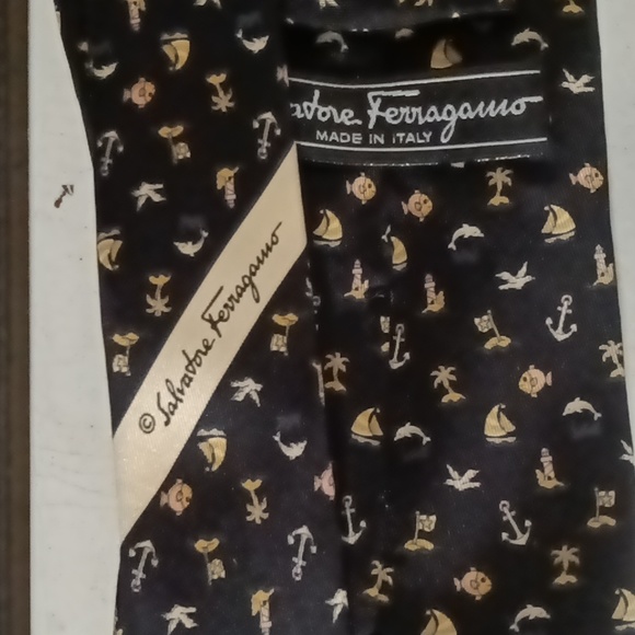 Salvatore Ferragamo, made in Italy, navy blue, cream, orange - Picture 2 of 3